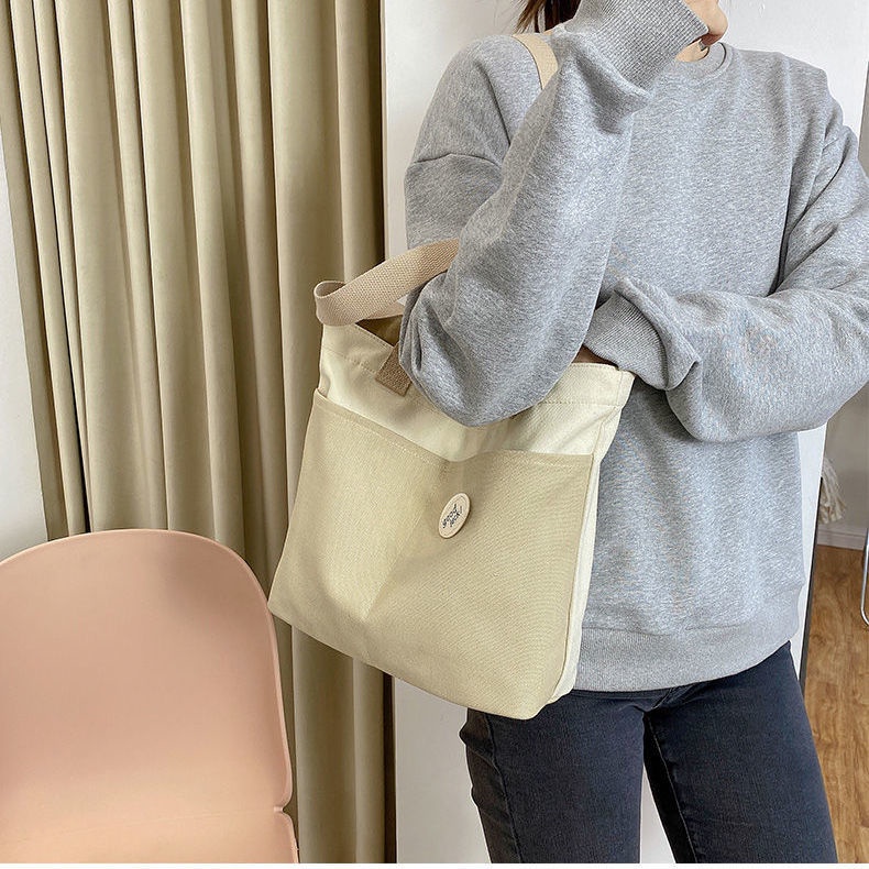 Túi Xách Canvas Cỡ Lớn Phối Khóa Kéo Thời Trang Cho Nữ