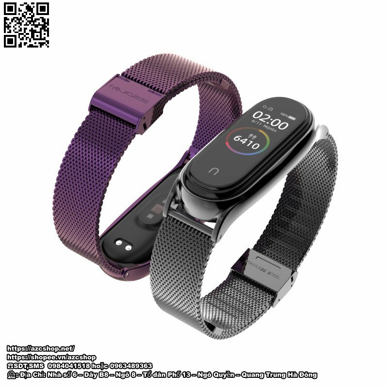 Dây Miband 5 Miband 4 Milanese Mijobs Khoá Bấm - Chính Hãng