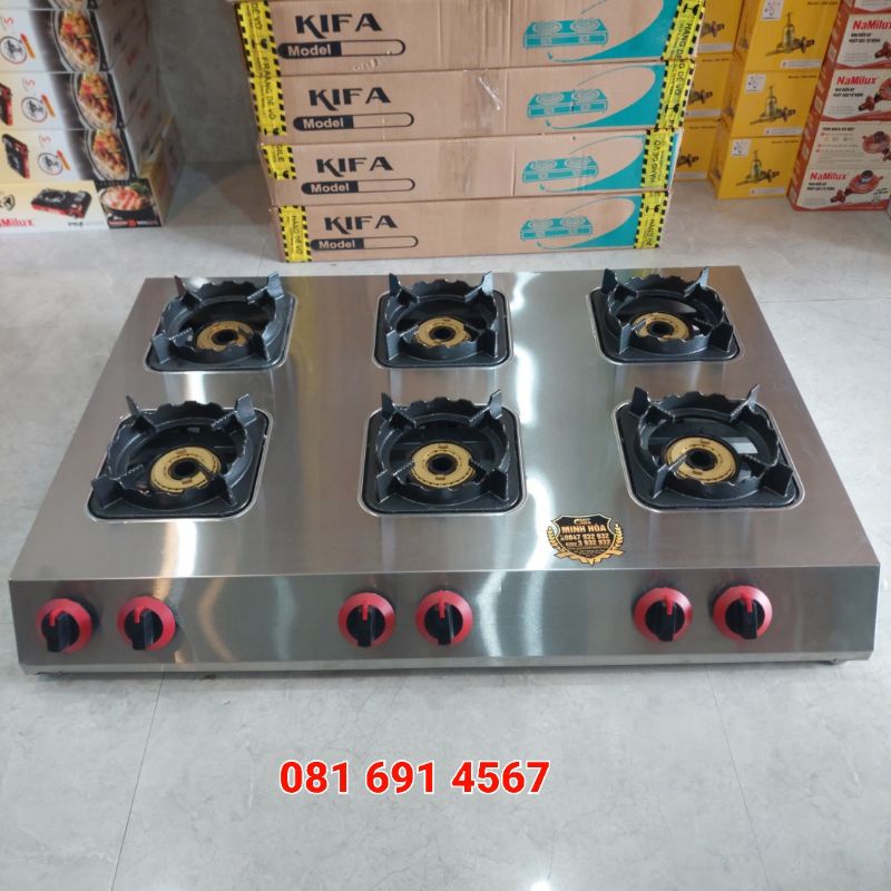 Bếp khè bế công nghiệp 6 lò khè siêu mạnh tùy chỉnh