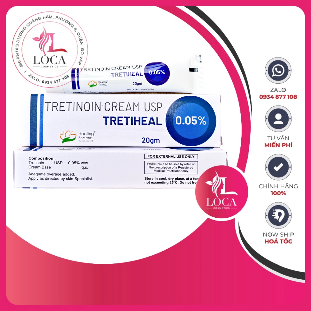 Tretinoin Tretiheal USP cream Ấn kem bôi mụn, trẻ hoá da