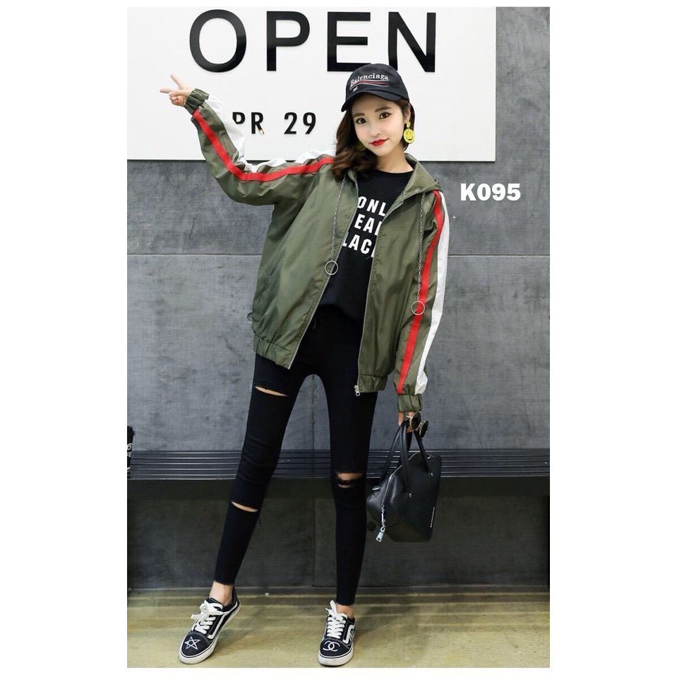 ÁO KHOÁC DÙ NỮ SỌC TAY ÁO CAO CẤP TN02 - MUA NGAY