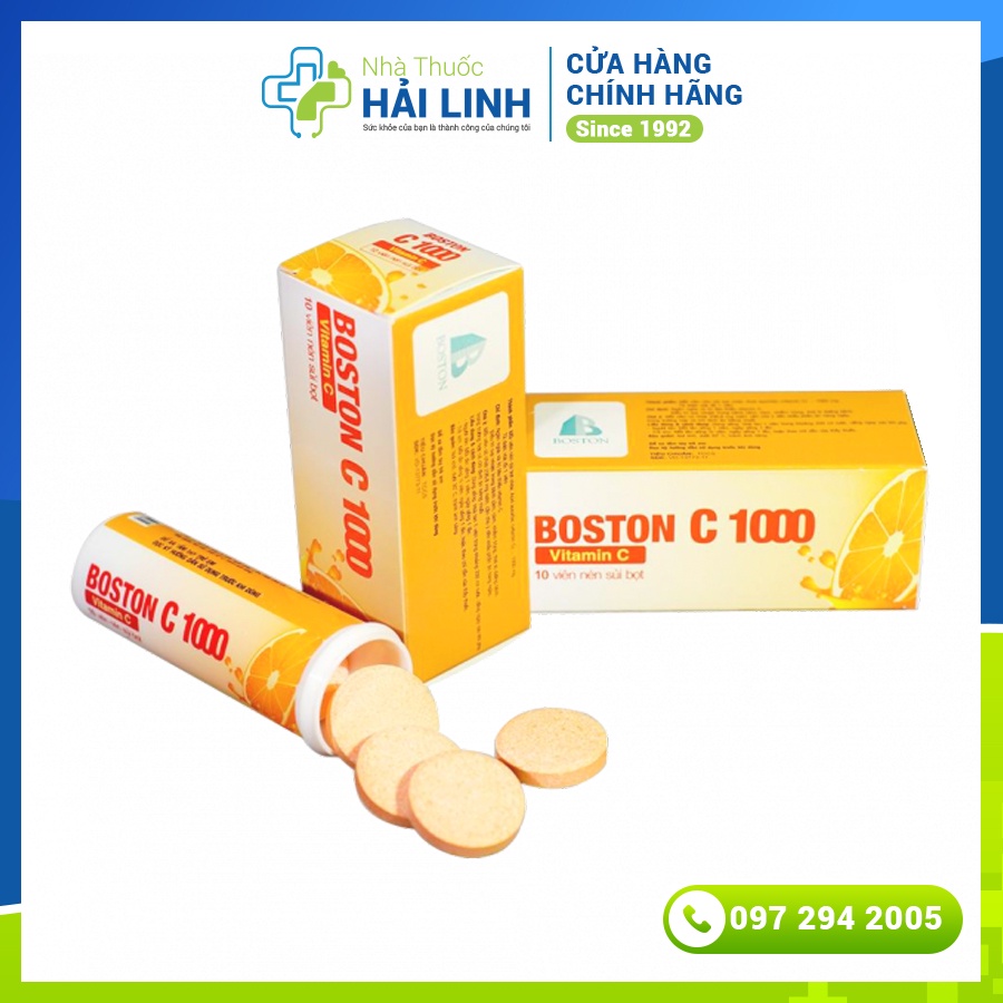 Viên sủi tăng sức đề kháng Boston C 1000mg Vitamin C sủi hàm lượng cao