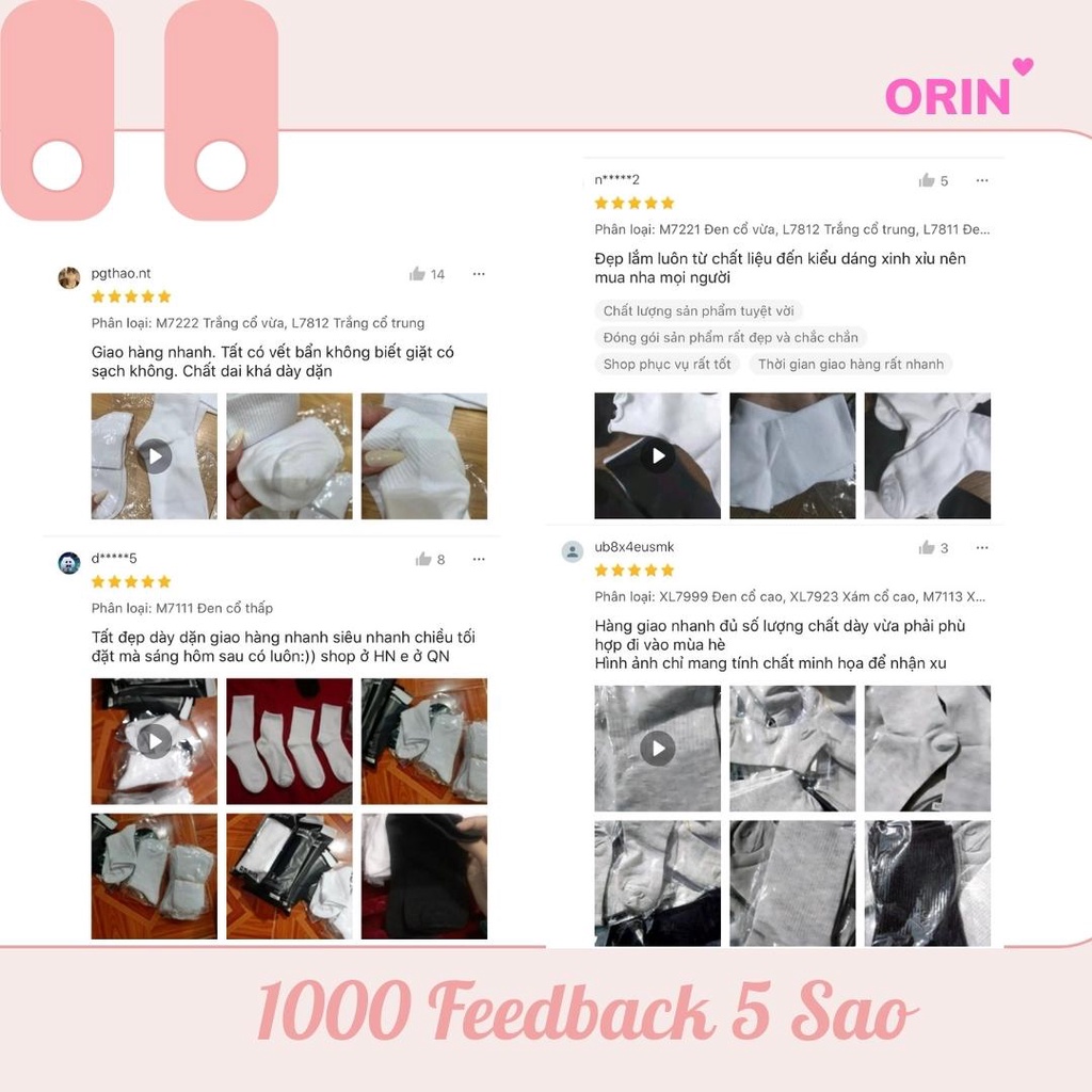 Tất trơn cổ nhỡ nhún xoăn - Vớ cổ trung trắng đen ulzzang style Hàn Quốc ML0016 Orin