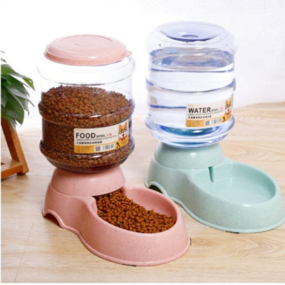 Bình Cấp Nước Cấp Thức Ăn Tự Động Cho Chó Mèo 3,8 Lít_Bát ăn tự động cho chó mèo