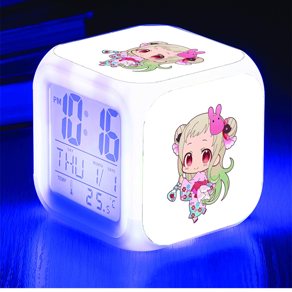Đồng hồ báo thức để bàn in hình JIBAKU SHOUNEN HANAKO-KUN ÁC QUỶ NHÀ XÍ anime chibi LED đổi màu