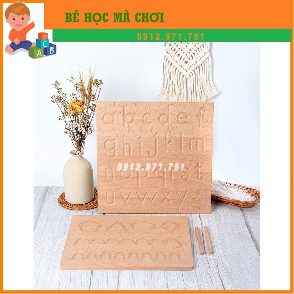 Giáo cụ Montessori - Bộ Đồ Chữ tập viết theo nét Chữ Cái Và Số Bằng Gỗ