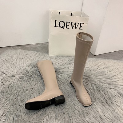 Boots dạ cao cổ mũi vuông khóa sau ulzzang