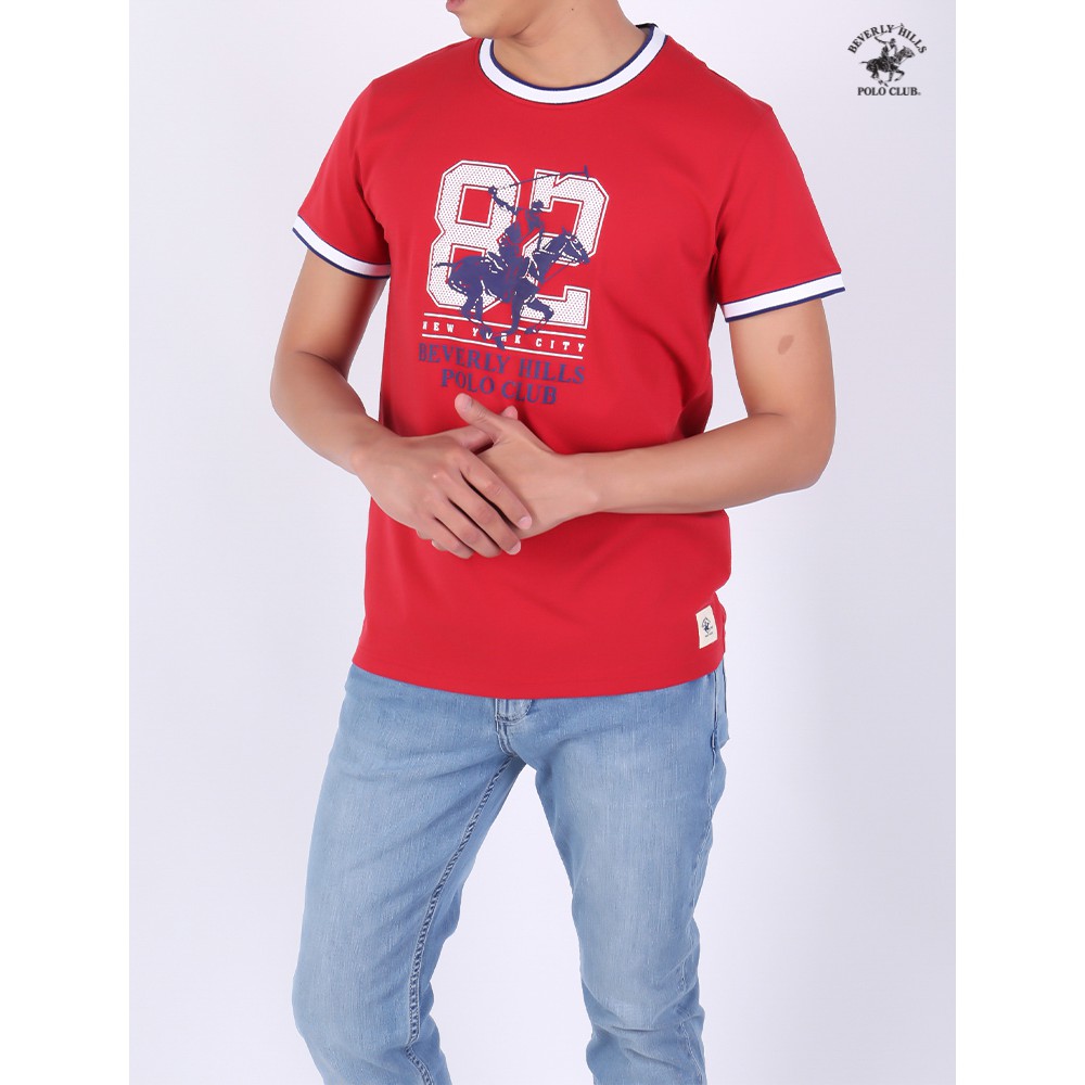 Beverly Hills Polo Club - Áo Tshirt Ngắn tay Nam Classic Đỏ đậm DBK- BHPC MATN0090