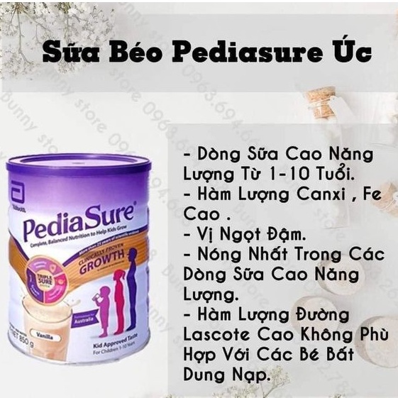 SỮA BỘT PEDIASURE ÚC HỘP 850g