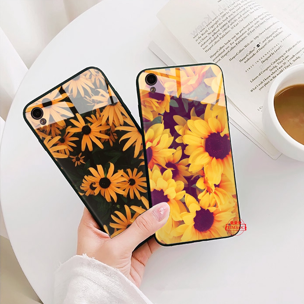 Ốp điện thoại mặt kính hình hoa hướng dương dành cho OPPO A37 A3S A5 A39 A7 A5S A77 F5 F9 F11 Pro | BigBuy360 - bigbuy360.vn
