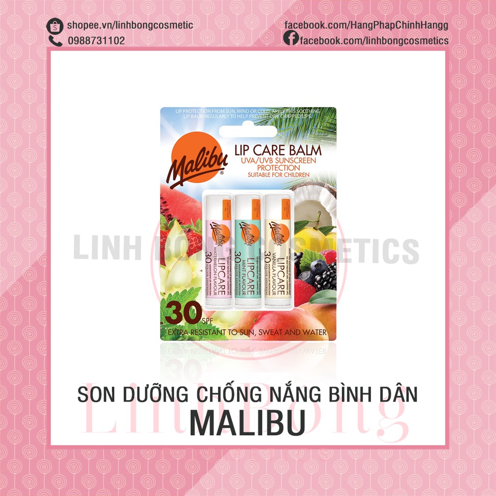 SON DƯỠNG CHỐNG NẮNG MALIBU SPF30