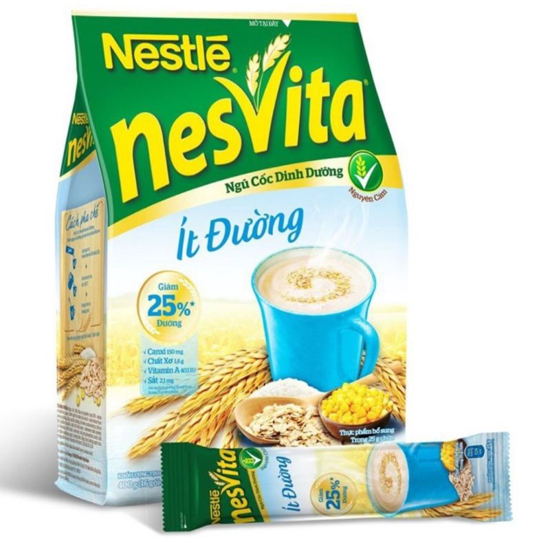 Ngũ cốc dinh dưỡng Nesvita ít đường bịch 400g (16 gói)