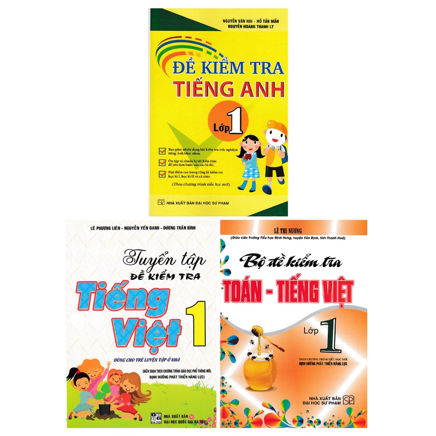 Sách - Combo Đề Kiểm Tra Toán - Tiếng Việt - Tiếng Anh Lớp 1 (Bộ 3 Cuốn)