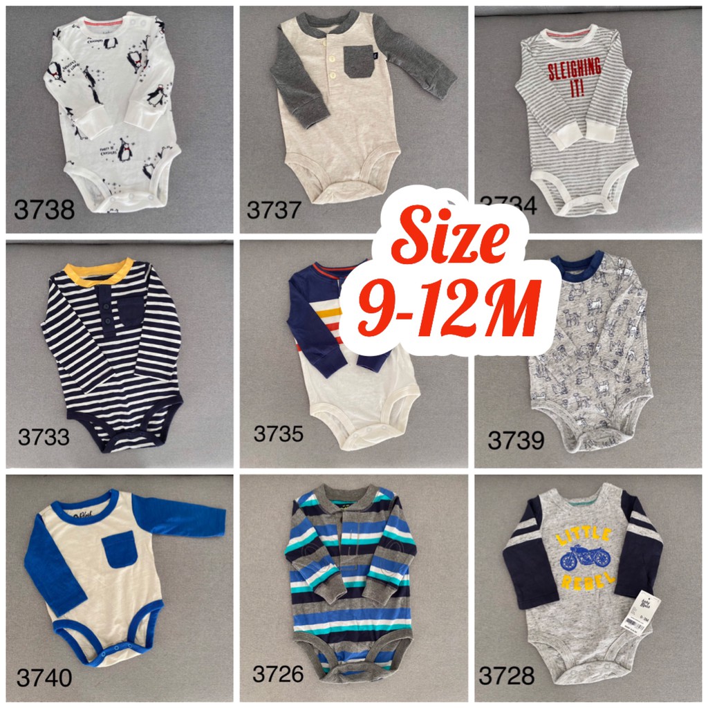 [SIZE 9-12M] Body cho bé trai dài tay Oshkosh/ Body chip tay dài bé trai xuất dư - bebefamilyshop