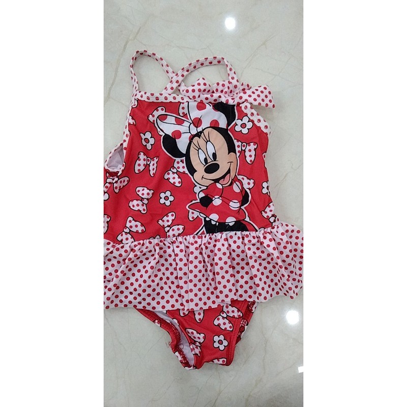 Bộ bơi bé gái chất thun hình mickey đỏ