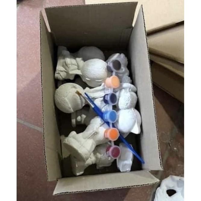 Tô tượng thạch cao 10 con cho bé ,Kèm màu và cọ