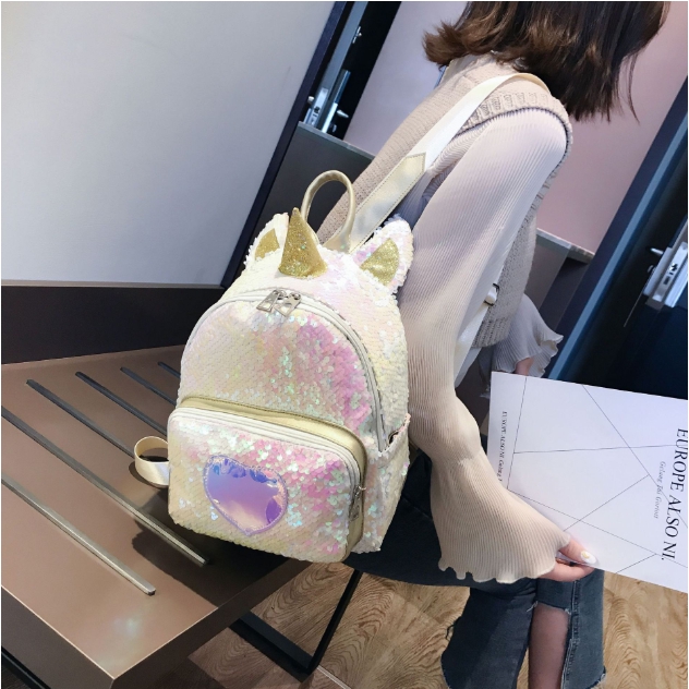 Glitter Gold silver Sequin Unicorn Backpack