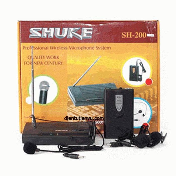 Micro không dây Đeo tai + cài áo Shuke SH-200 (Kèm 2 Mic)