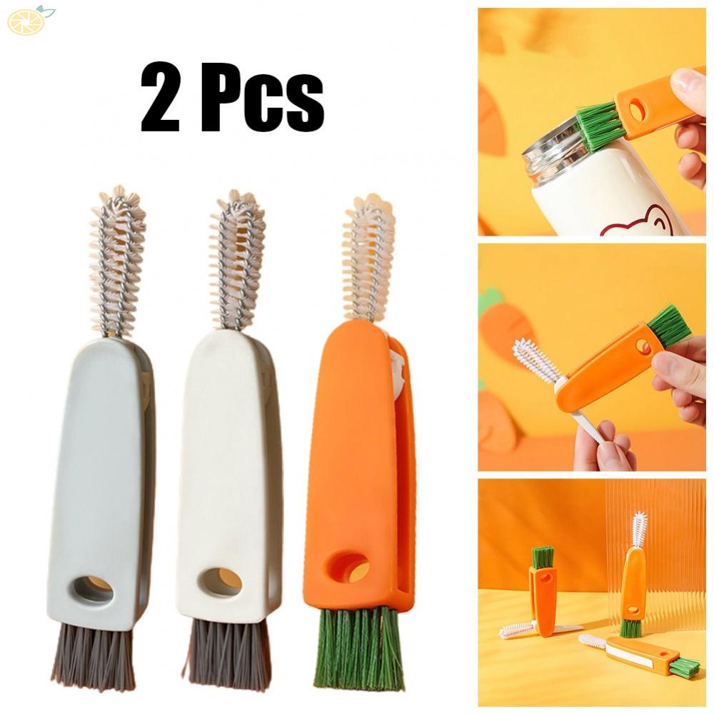 【VARSTR】2 PCS 3 In 1 Bottle Cap Detail Brush Cleaner Bottle Brush Cup Cover Lid Cleaning