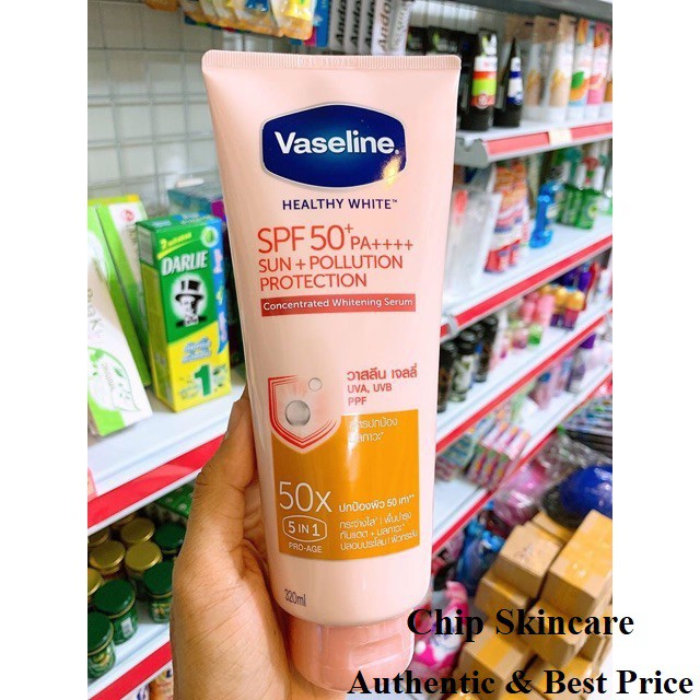 Vaseline 50X - Kem dưỡng trắng da chống nắng toàn thân(Thái Lan) 320ml