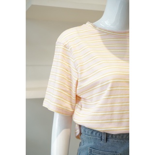 [Ảnh thật] Áo Thun Sọc Cotton 41 Hồng Vàng