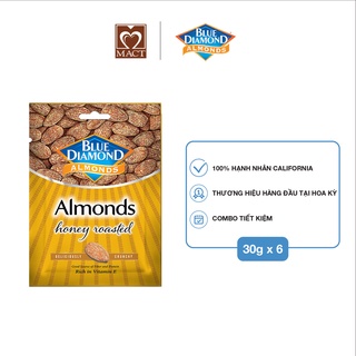 COMBO 6 Hạnh nhân BLUE DIAMOND - Vị Mật ong Honey Roasted - Túi 30g x 6