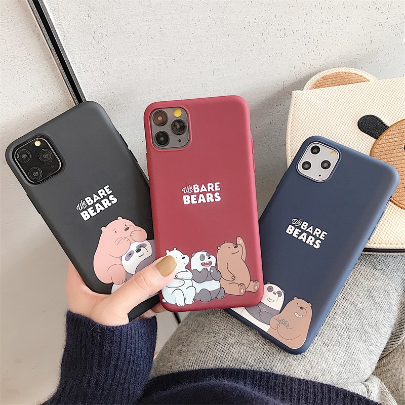 Ốp lưng hình We Bare Bears dễ thương cho iPhone 5 5s SE 6 6s 7 8 Plus X XS MAX XR 11 11 Pro 11 Pro Max