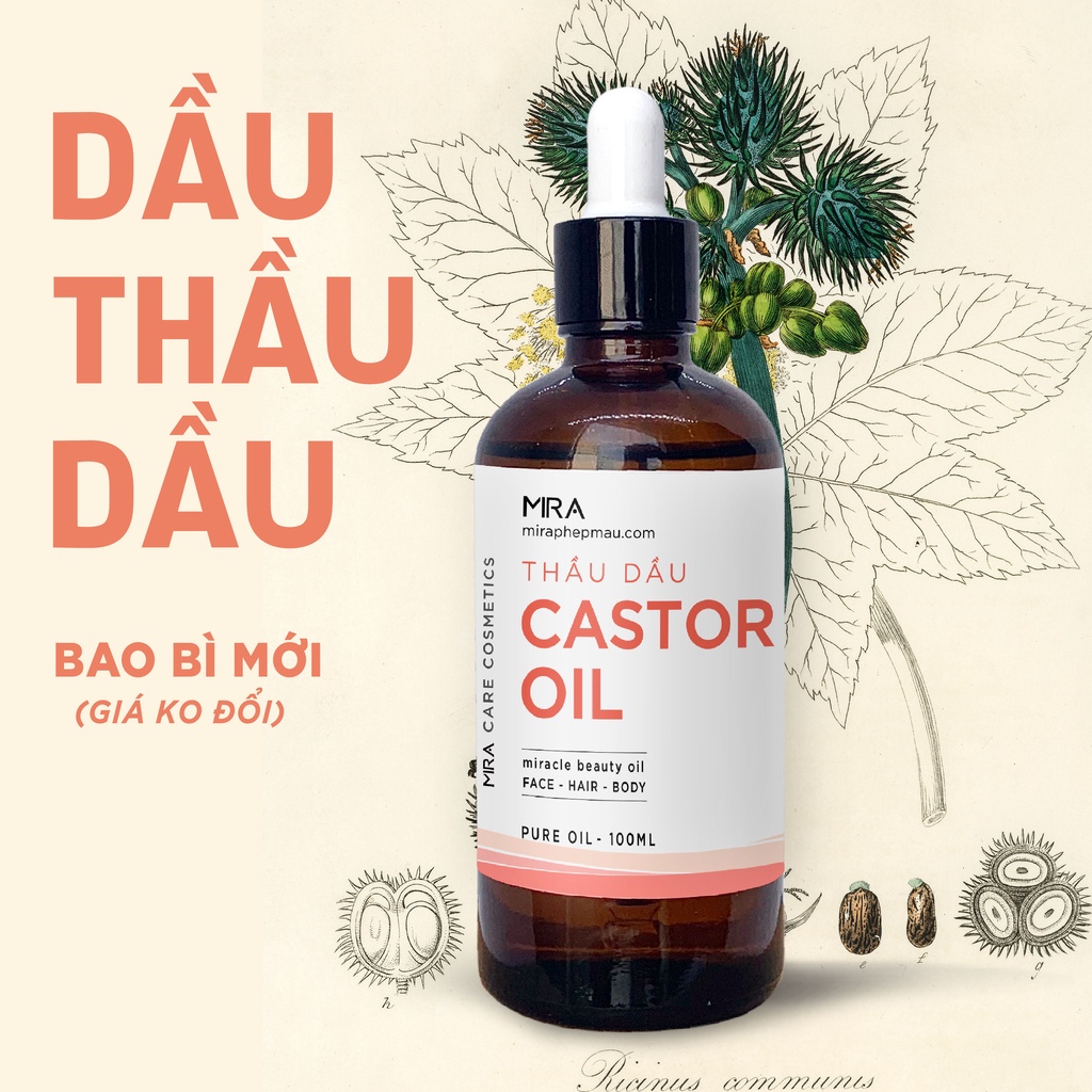 Dầu Thầu Dầu Castor Oil nguyên chất - Ủ Tóc dưỡng tóc mọc tóc  - miraphepmau