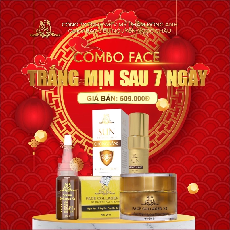 Combo kem face +serum Collagen X3+ Chống nắng X3