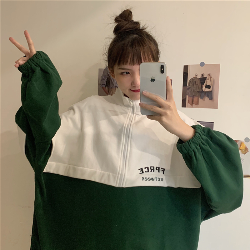 Áo Sweater Kích Thước Lớn Phối Khóa Kéo Thời Trang Mùa Đông