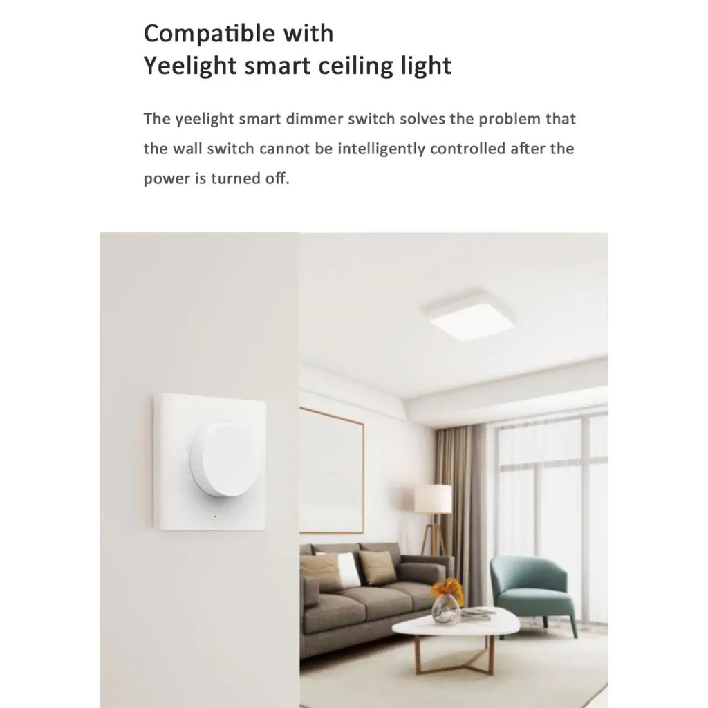 Công tắc đèn thông minh dán tường Smart Dimmer Switch Yeelight - Kết nối không dây Bluetooth với nhiều loại đèn Yeelight
