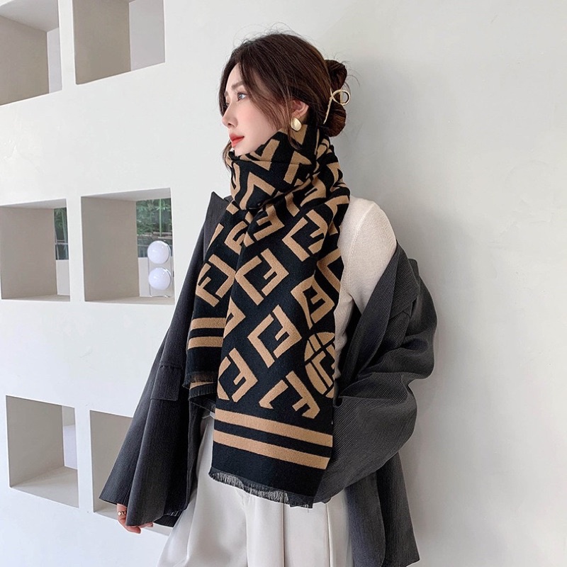 Khăn Len Ép Choàng Cổ Chữ F Unisex Cao Cấp