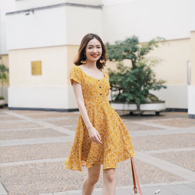 ⚡️ĐẦM HOA⚡️Đầm hoa nhí 2 màu chất đũi tằm có lót