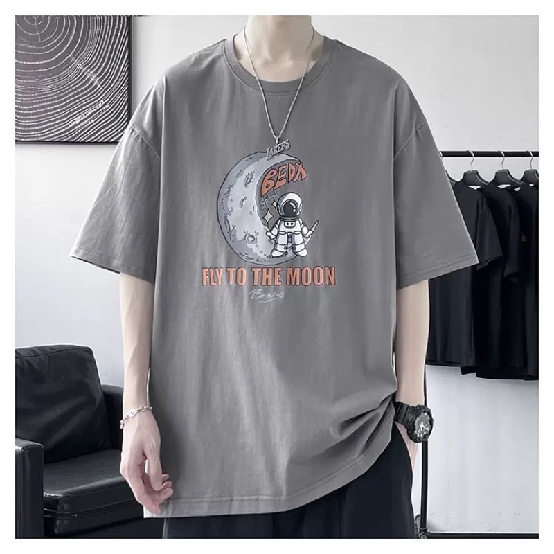 Áo thun phông nam nữ PINK tay lỡ form rộng FLY TO THE MOON Unisex