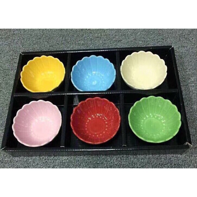 Set 6 đĩa sứ kèm khay nhựa
