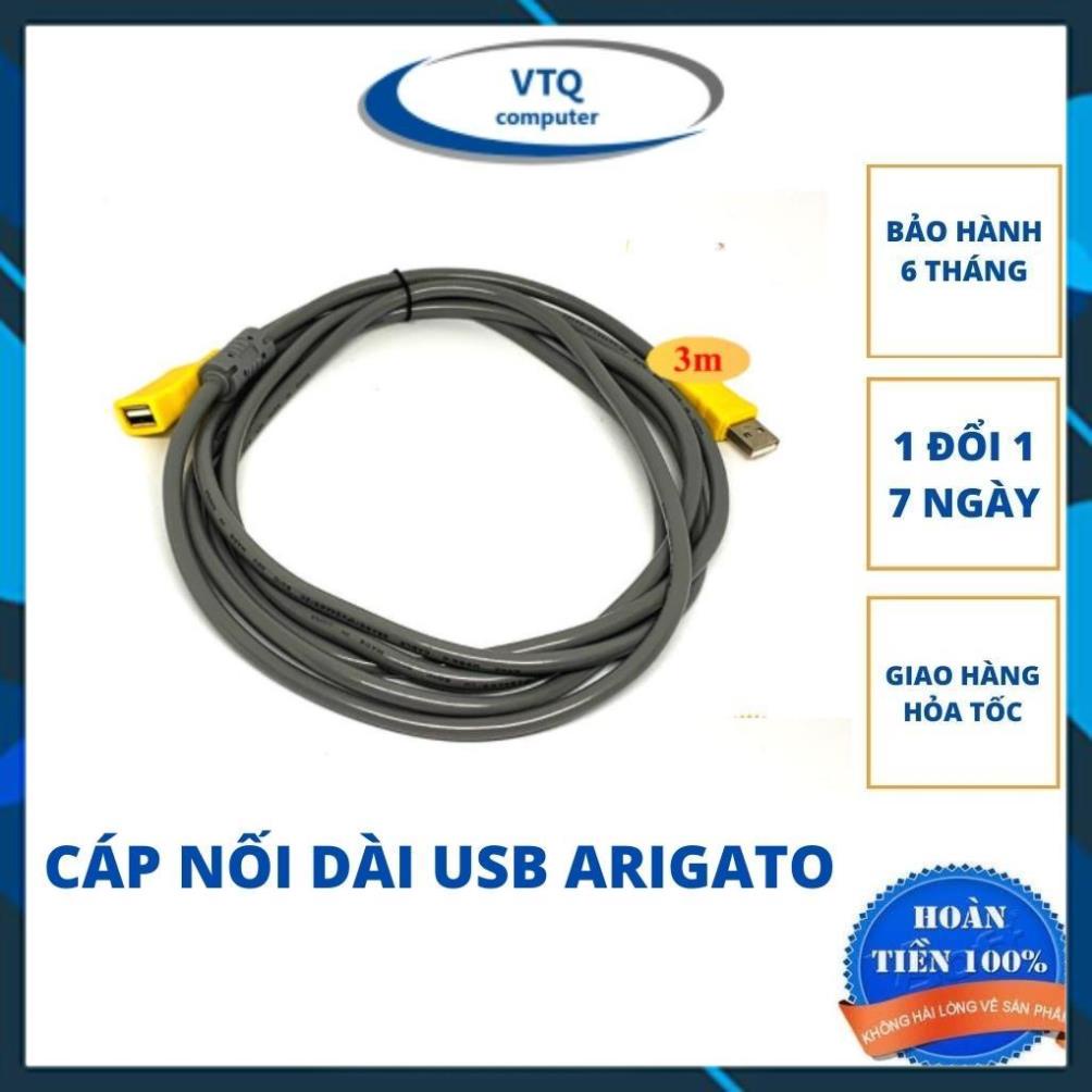 Dây nối dài Usb chuẩn 2.0 Arigato chống nhiễu 2 Đầu daaif 1.5m, 3m, 5m.vtq.computer