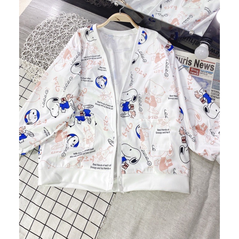 [GIÁ HUỶ DIỆT] Áo Cadigan Snoopy Chất Dày Đẹp Free Size &lt;60kg - Áo Đi Nắng Unisex (video ảnh thật)