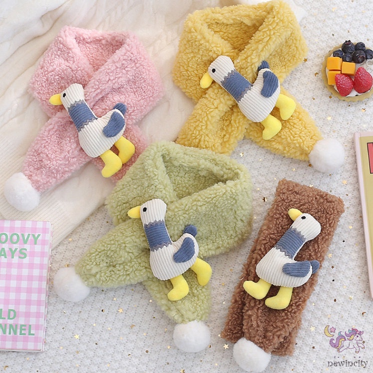 Khăn choàng lông cừu kiểu hoạt hình đáng yêu kiểu Hàn Quốc dành cho bé trai và bé gái