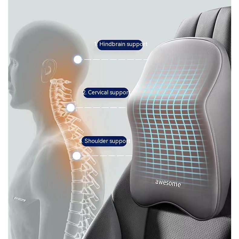 【Ready Stock】 Car Headrest Neck Pillow Memory Foam Seat Cervical Spine Waist Support Four Seasons Lumbar 4jK6