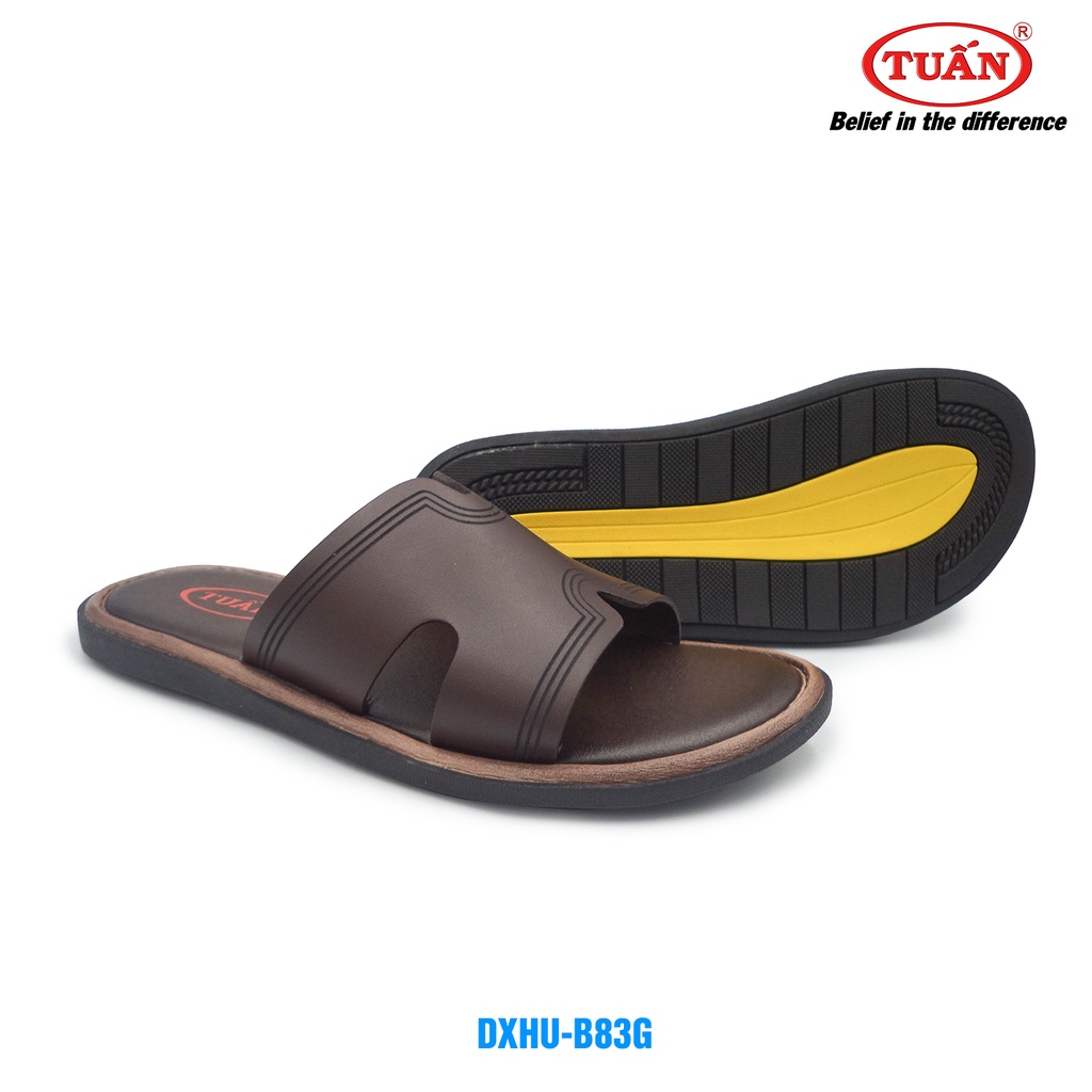 Dép da nam quai bảng ngang da bò tự nhiên thương hiệu Tuấn DXHU-83G