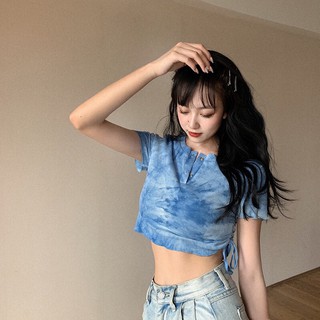 Áo croptop loang rút eo