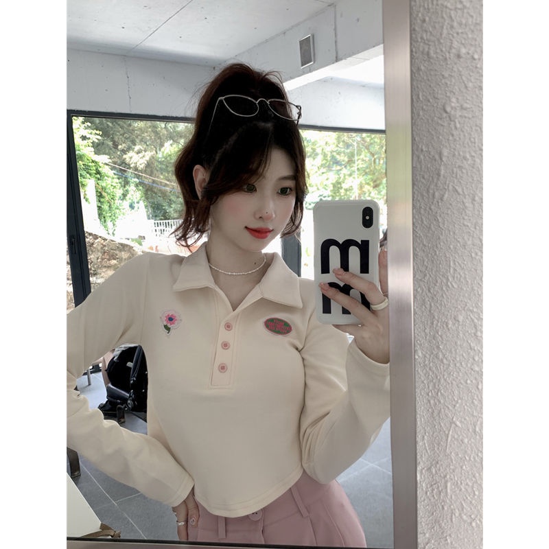 Jiashucheng Áo Sơ Mi Ngắn Ôm Dáng Tay Dài Phong Cách Mới Cho Nữ