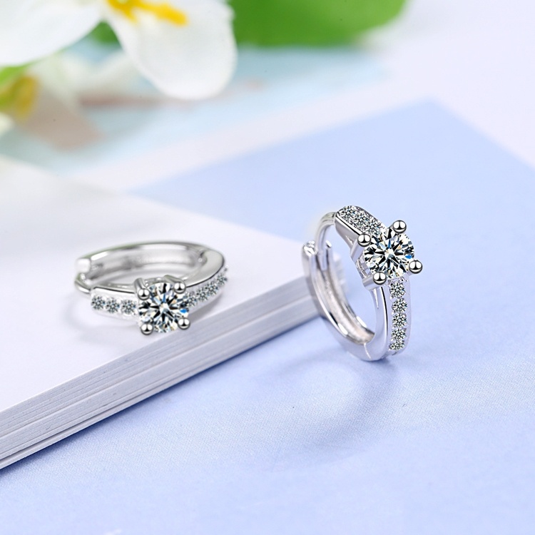 Bông tai tròn khoen bấm nhỏ xinh, bạc Ý S925 - HT303