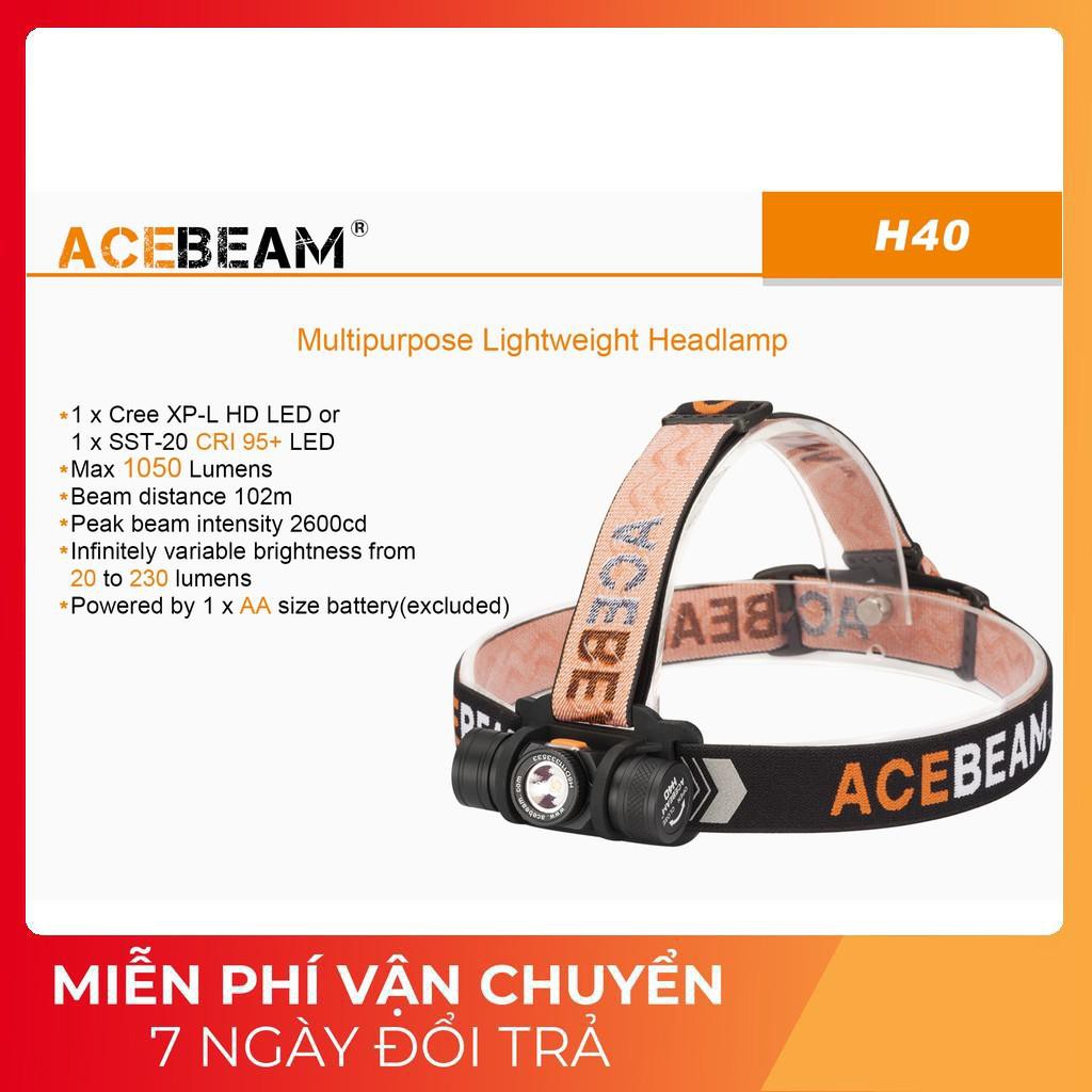 Đèn pin đội đầu ACEBEAM H40 độ sáng 1050lm chiếu xa 102m siêu nhỏ pin 14500 AA (không kèm) Đèn &amp; Đèn pin