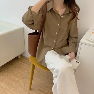 (Sẵn) Áo Sơ Mi Nữ form rộng Lụa hàn Kiểu Màu Trắng đẹp dài tay phong cách ulzzang vintage hàn quốc cao cấp trơn