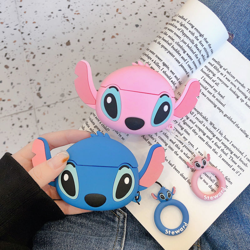 Vỏ bảo vệ hộp sạc tai nghe thích hợp cho airpods 1 / 2 pro hình stitch xinh xắn