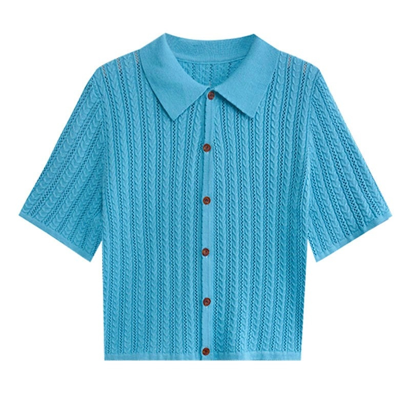 Áo thun cổ Polo ngắn tay dáng ôm chất lụa mát thời trang xinh xắn cho nữ | BigBuy360 - bigbuy360.vn