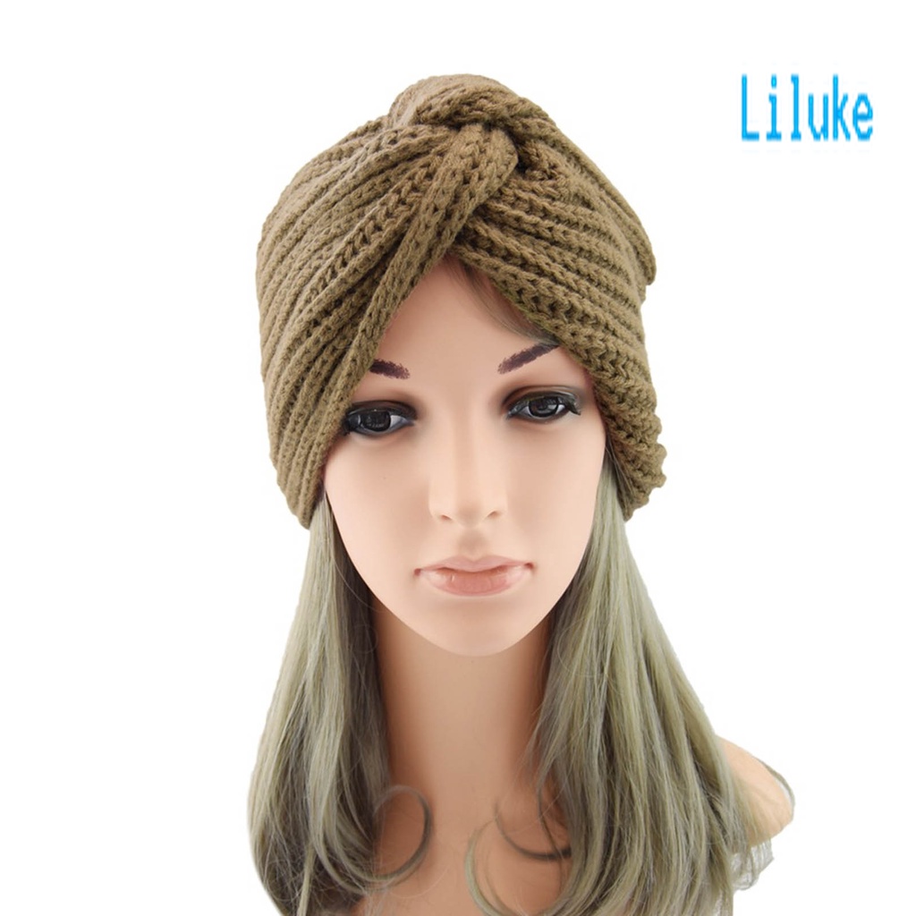 Mũ Beanie Dệt Kim Màu Trơn Co Giãn Tốt Thời Trang Thu Đông Cho Nữ