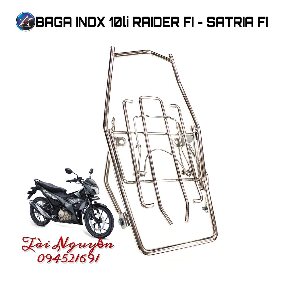 BAGA 10LI INOX CHO RAIDER/SATRIA XĂNG CƠ HOẶC FI