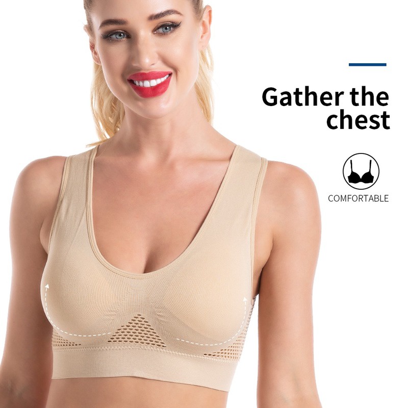 Áo Ngực Không Gọng Cổ Chữ V Chống Sốc Thoáng Khí Quyến Rũ Cho Nữ Size S-6XL